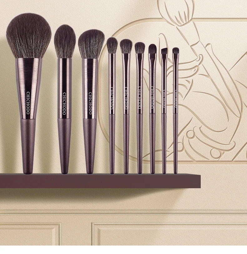 CHICHODO Mkeup Brush-Violet 9pcs Professional Make up Brushes Set-Powder Highlighter Eyebrow Eyeshadow Pens-Beginer Makeup Tools