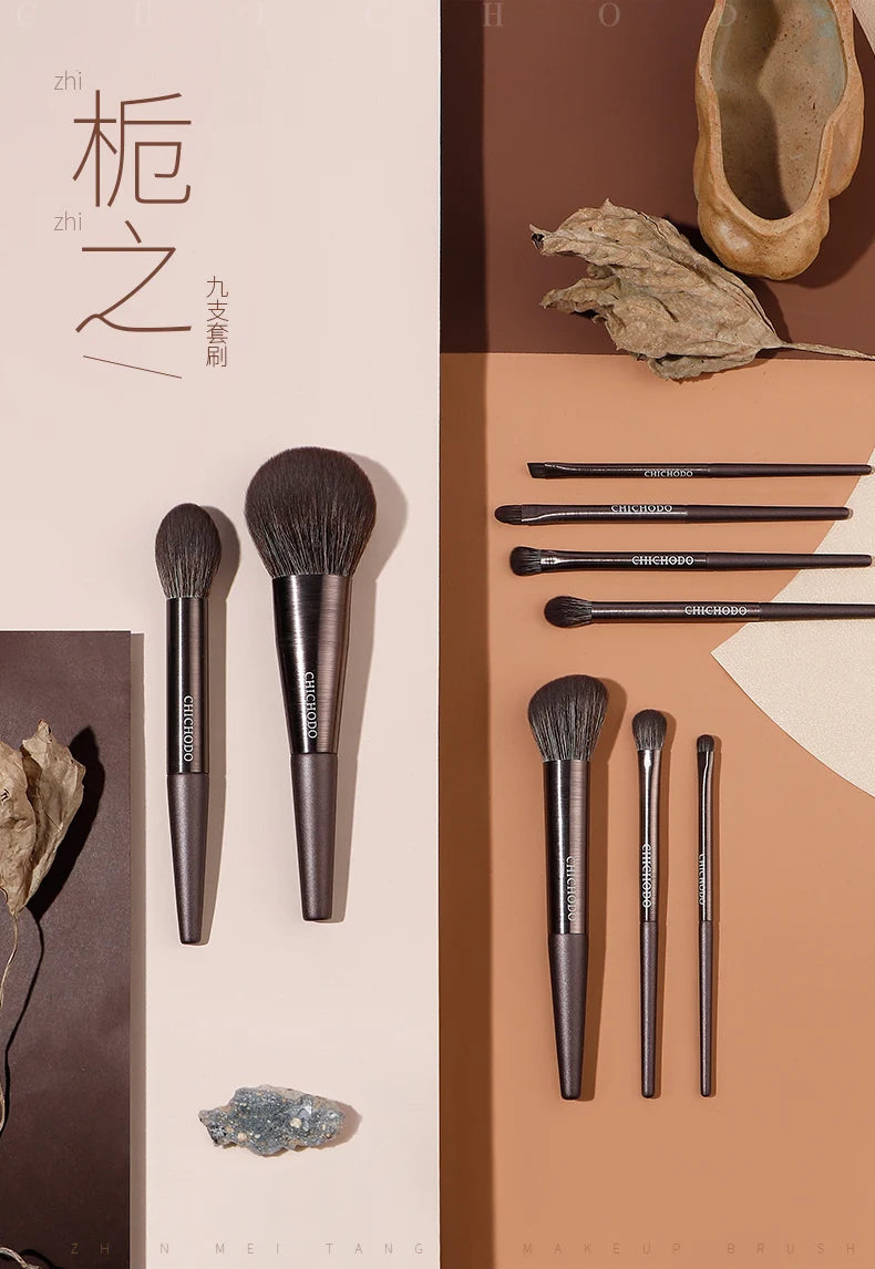 CHICHODO Mkeup Brush-Violet 9pcs Professional Make up Brushes Set-Powder Highlighter Eyebrow Eyeshadow Pens-Beginer Makeup Tools