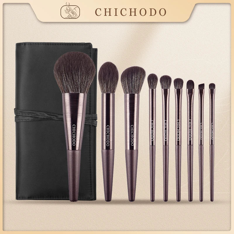 CHICHODO Mkeup Brush-Violet 9pcs Professional Make up Brushes Set-Powder Highlighter Eyebrow Eyeshadow Pens-Beginer Makeup Tools