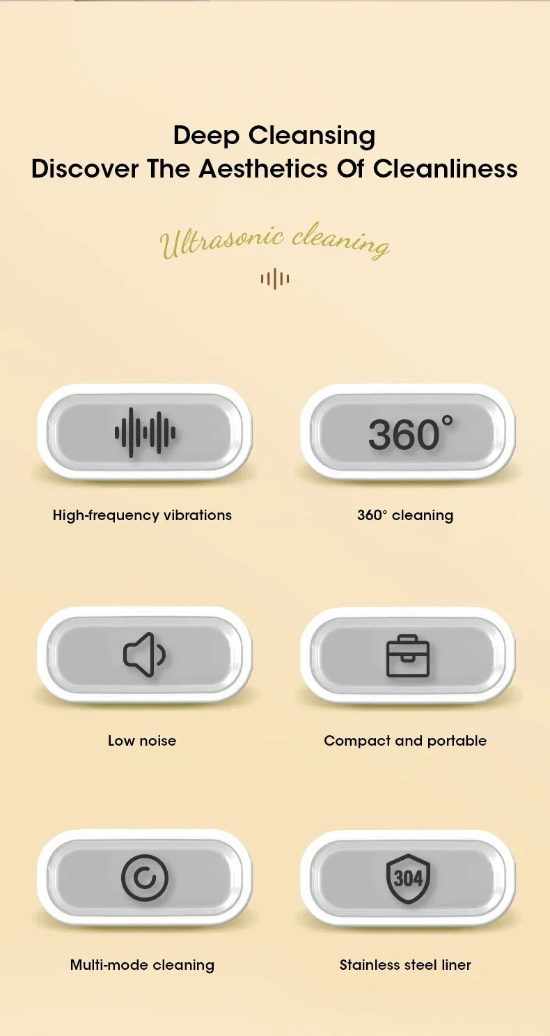Ultrasonic Cleaning Machine 400ml Ultrasonic Cleaning Tank Automatic Cleaning Makeup Brush Glasses Watches Jewelry Cleaning