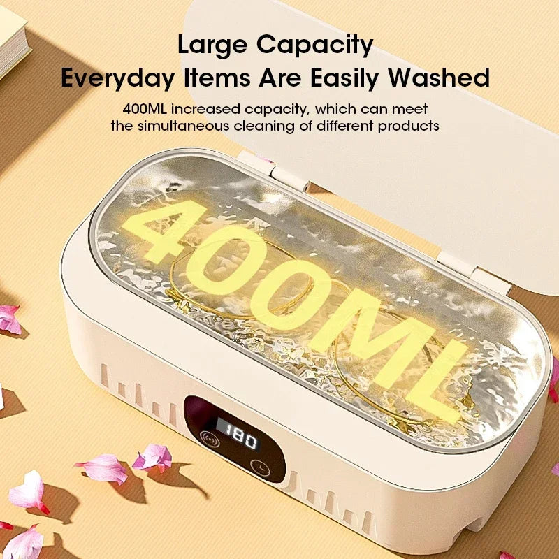 Ultrasonic Cleaning Machine 400ml Ultrasonic Cleaning Tank Automatic Cleaning Makeup Brush Glasses Watches Jewelry Cleaning