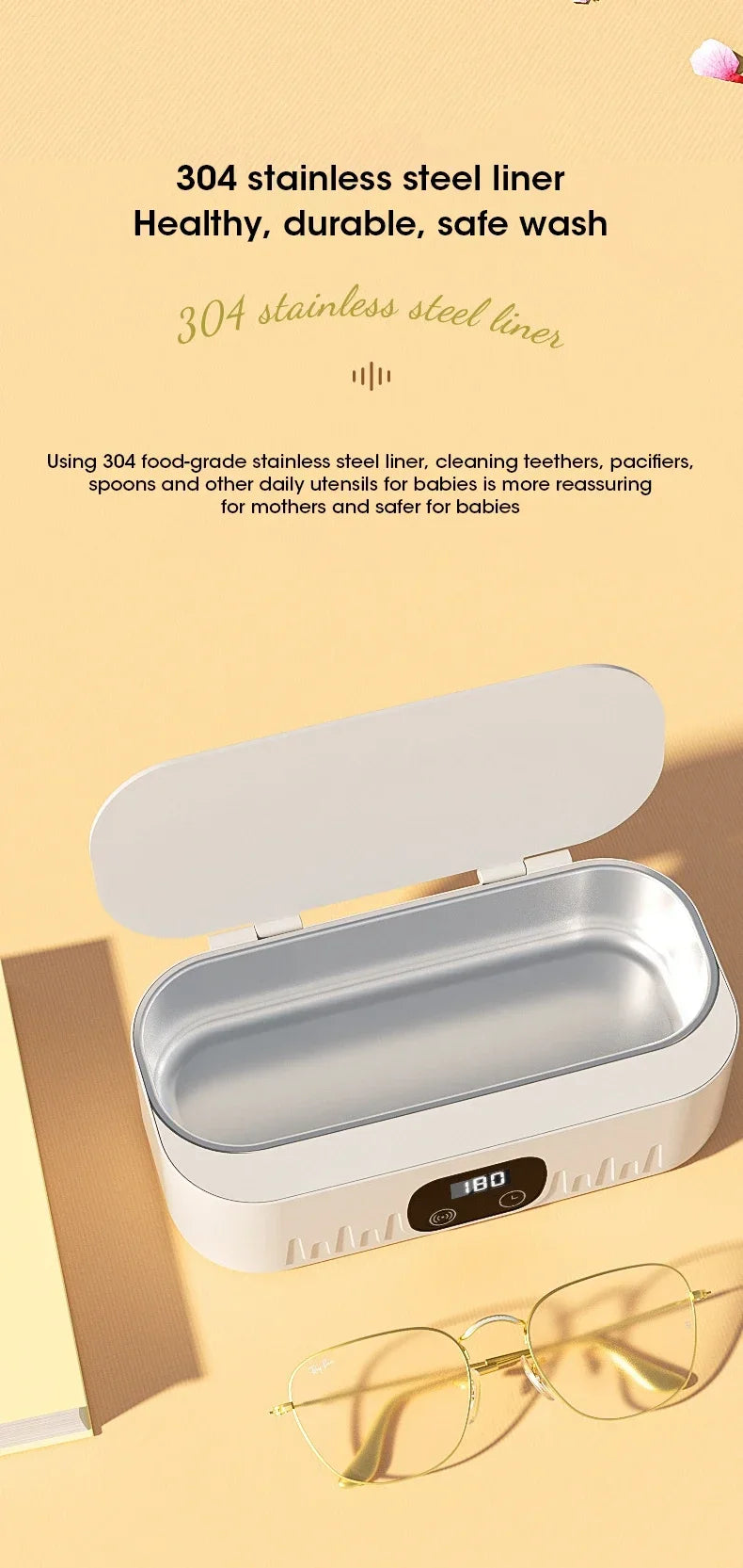 Ultrasonic Cleaning Machine 400ml Ultrasonic Cleaning Tank Automatic Cleaning Makeup Brush Glasses Watches Jewelry Cleaning