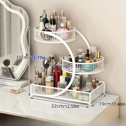1pc Lightweight Varnished Metal Makeup Storage Rack - No - Installation, Ideal for Vanity Countertop, for Lipstick & Skincare