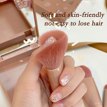 5pcs Mini Makeup Cosmetic Brushes Sets Translucent Box Mirror Face Foundation Powder Blusher Protable Travel Carry Make Up Tools
